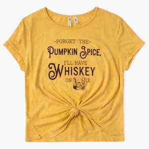 Cato Pumpkin Spice Whiskey Graphic Tee Mustard Yellow Women’s Small Fall Shirt